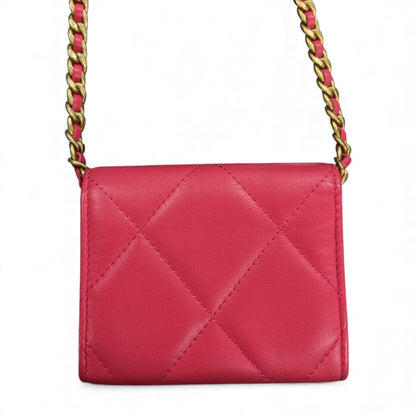 CHANEL Pink Matelassé Leather Chain  Wallet CH1944