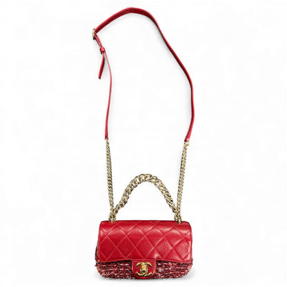 CHANEL Red Tweed Shoulder Bag CH1943