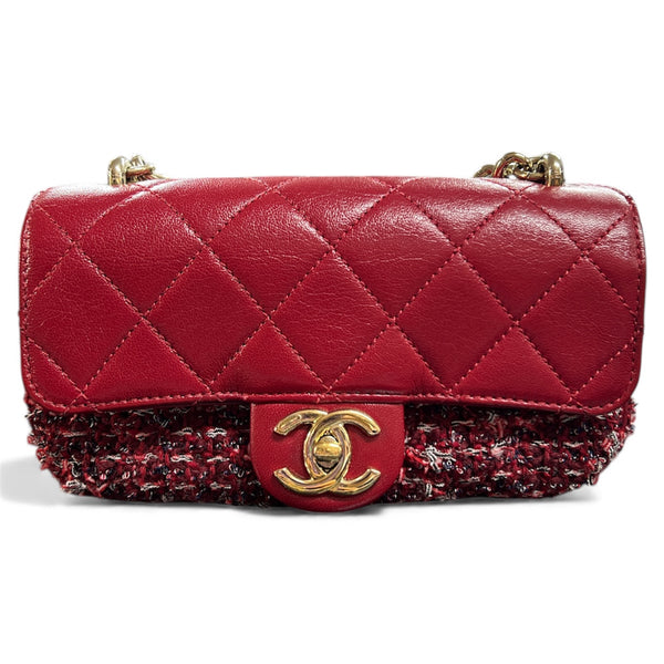 CHANEL Red Tweed Shoulder Bag CH1943