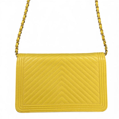 CHANEL Boy Chanel Yellow Chain Wallet  Bag CH1803