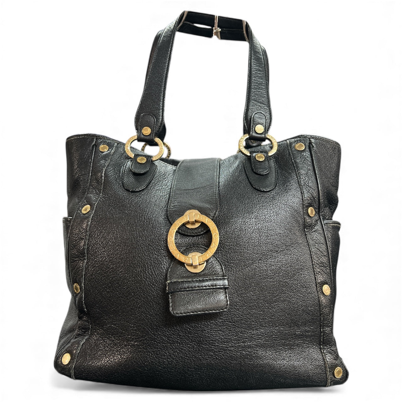 BVLGARI Black Leather Tote Bag BV52