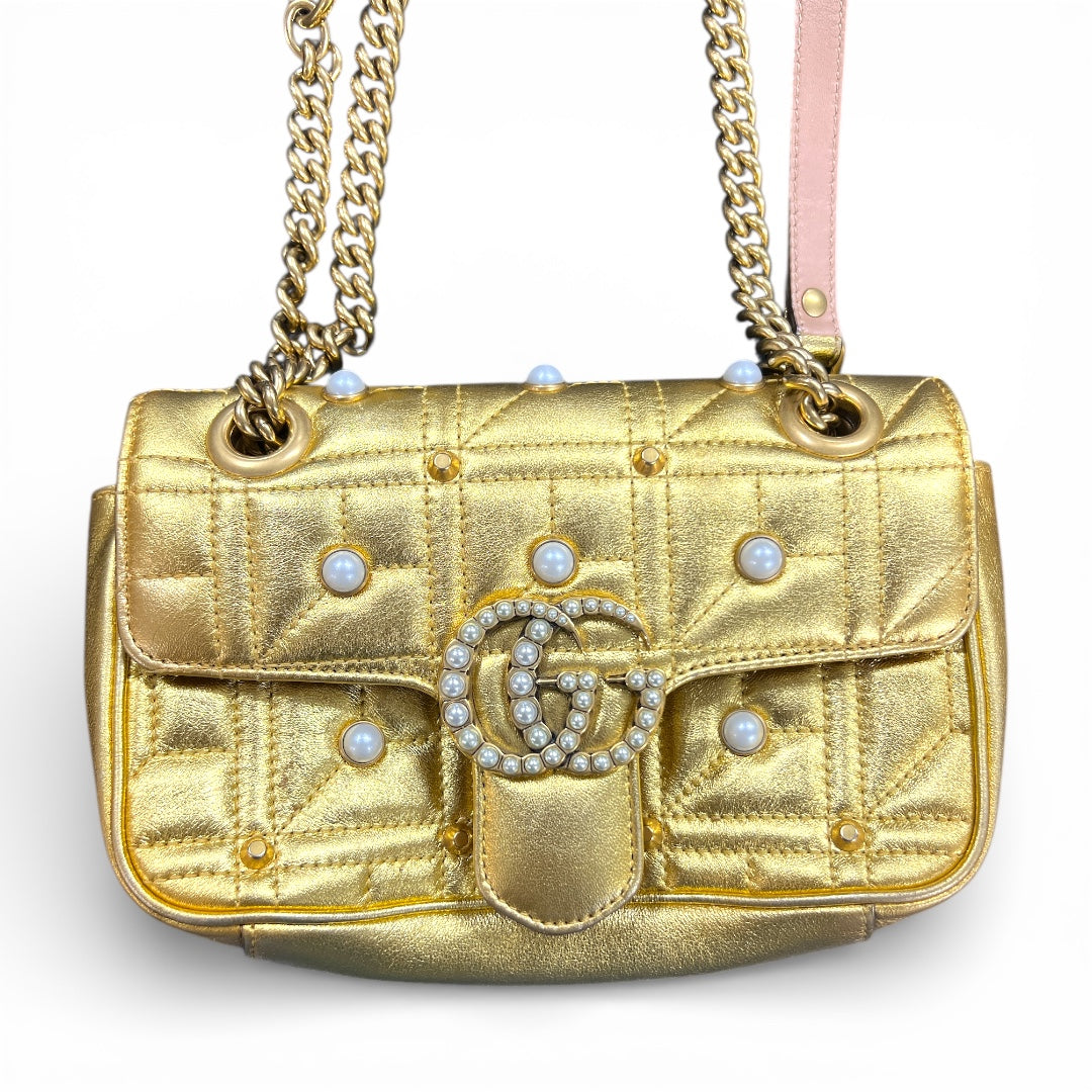 GUCCI GG Marmont Pearl x Leather Gu525