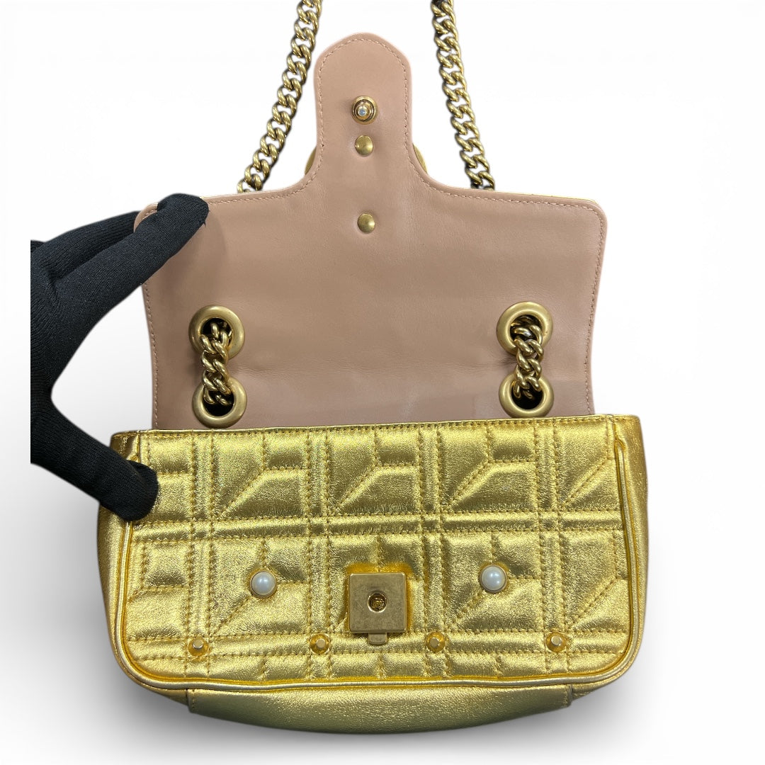 GUCCI GG Marmont Pearl x Leather Gu525