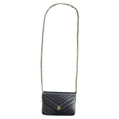 CHANEL Chevron V-Stitch Chain Shoulder Bag CH2052