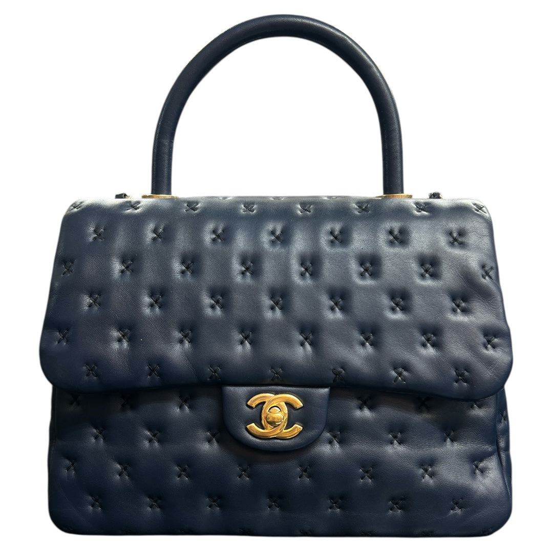 CHANEL Navy Top Handle Flap Bag CH2060
