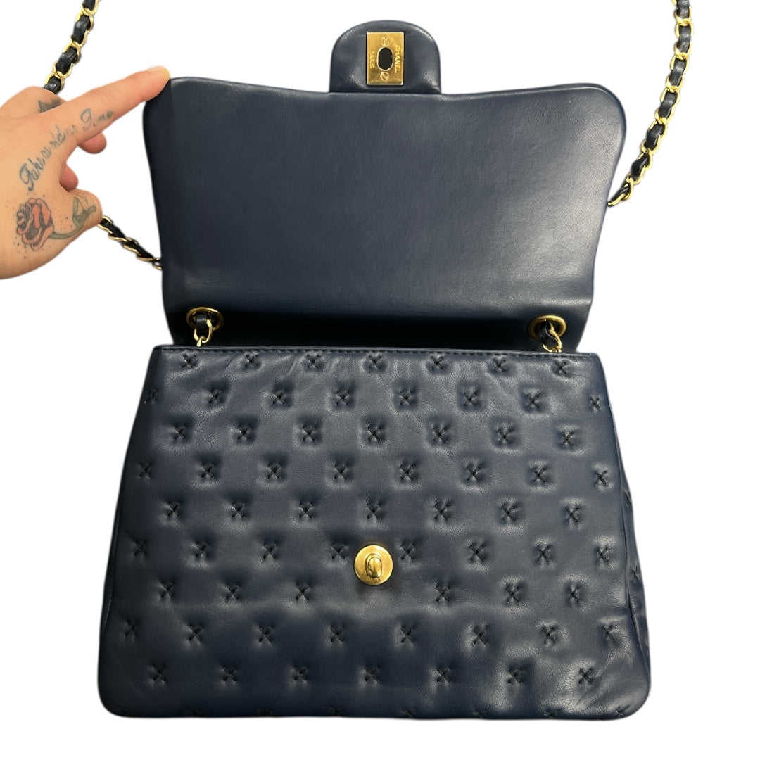 CHANEL Navy Top Handle Flap Bag CH2060