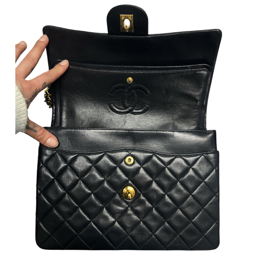 CHANEL Matelassé Double Flap Chain Shoulder Bag CH2085