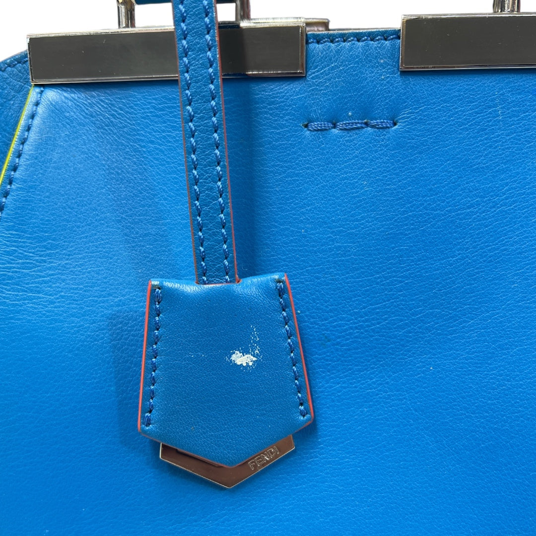 FENDI 3Jours Leather Top Handle Shoulder Bag Blue FE360