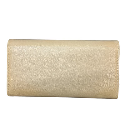 CHANEL Deauville Stud Logo Round Zip Long Wallet Caviar Skin Beige CH2066
