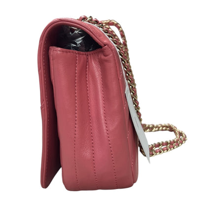 CHANEL Chevron V Stitch Chain Shoulder Bag Pink CH2092