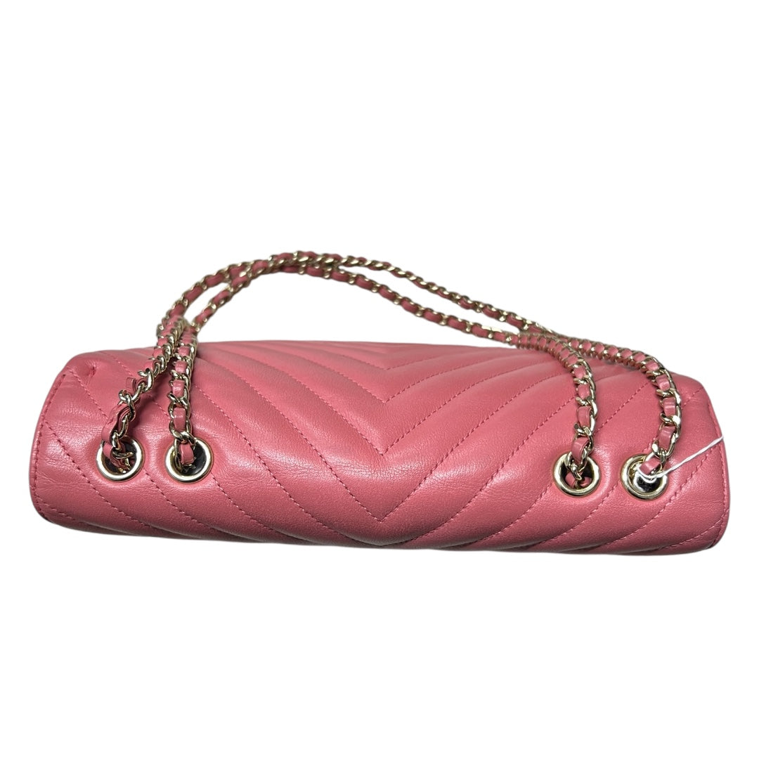 CHANEL Chevron V Stitch Chain Shoulder Bag Pink CH2092