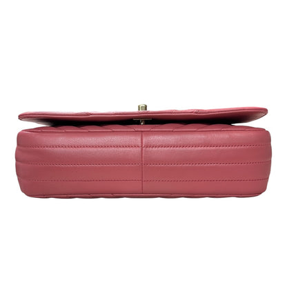 CHANEL Chevron V Stitch Chain Shoulder Bag Pink CH2092