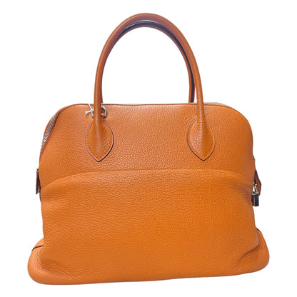 HERMES Bolide 31 Orange Taurillon Leather Gold Hardware Handbag HE434