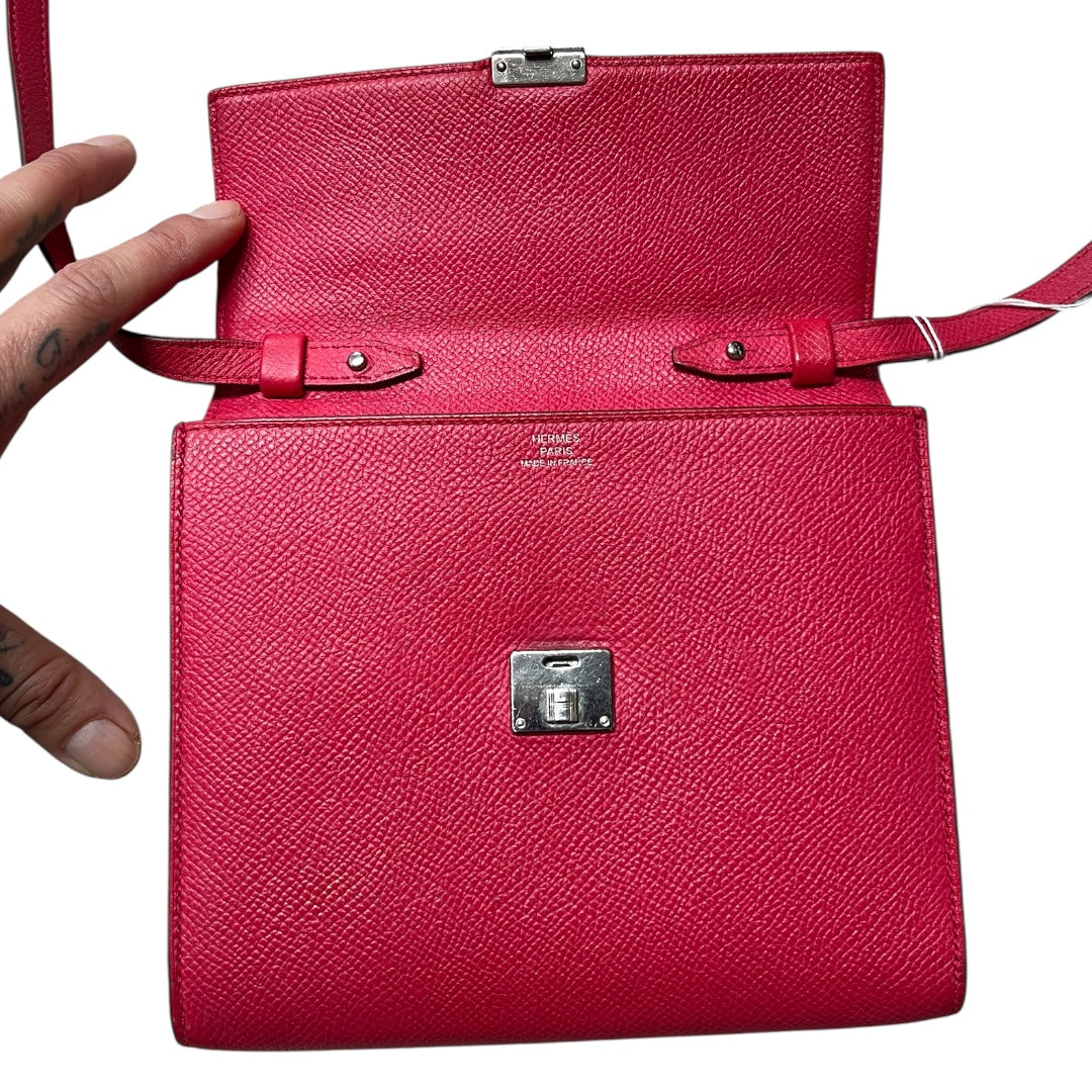 HERMES Click 16 Pochette Crossbody Bag Pink Leather Shoulder Bag HE435