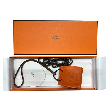 HERMES Sac Orange Bag Charm Orange Leather Handbag Charm HE436