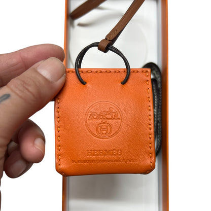 HERMES Sac Orange Bag Charm Orange Leather Handbag Charm HE436