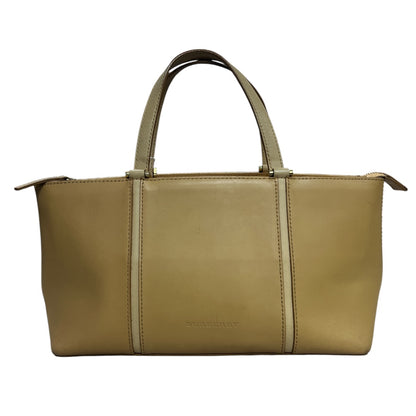 BURBERRY Leather Tote Bag Beige Nova Check Lining Handbag BU1216