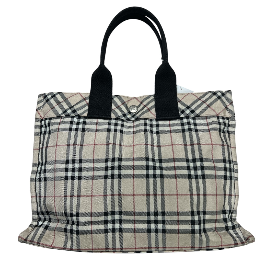BURBERRY Nova Check Tote Bag Beige Plaid Handbag BU1217