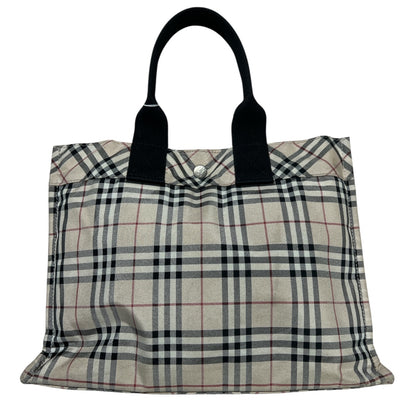 BURBERRY Nova Check Tote Bag Beige Plaid Handbag BU1217