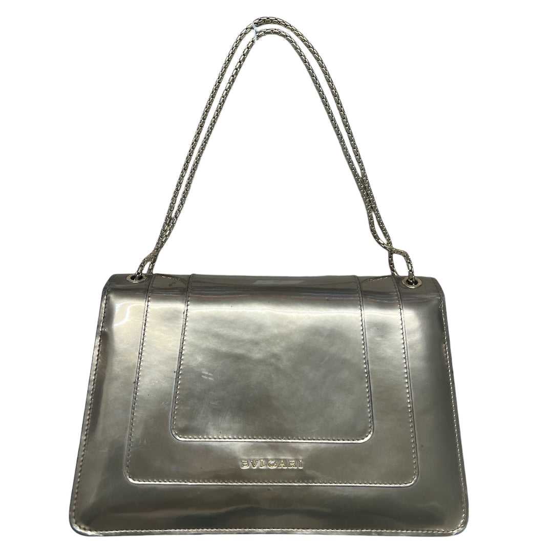 BVLGARI Serpenti Forever Patent Leather Chain Shoulder Bag Silver BV61