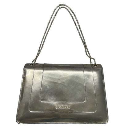 BVLGARI Serpenti Forever Patent Leather Chain Shoulder Bag Silver BV61