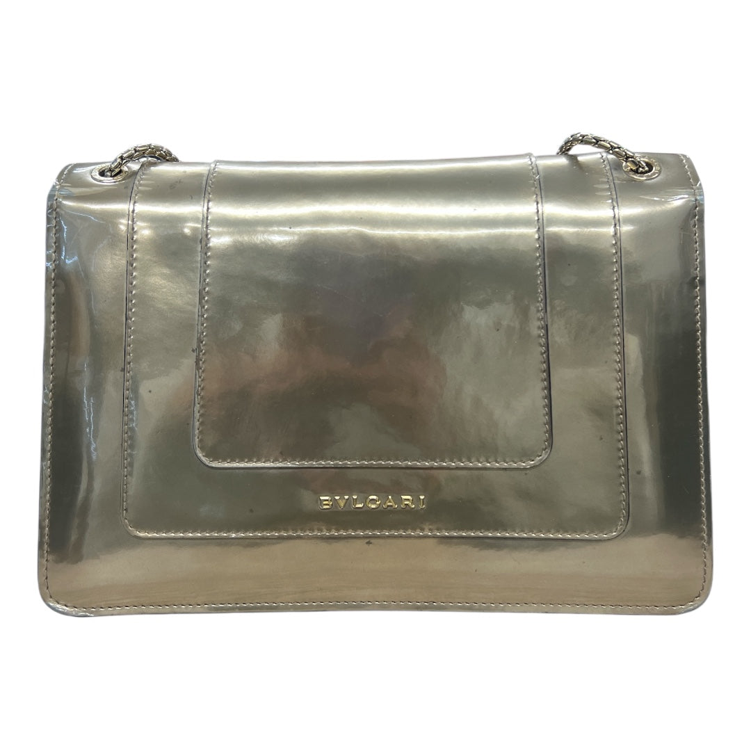 BVLGARI Serpenti Forever Patent Leather Chain Shoulder Bag Silver BV61
