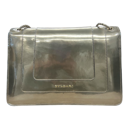 BVLGARI Serpenti Forever Patent Leather Chain Shoulder Bag Silver BV61
