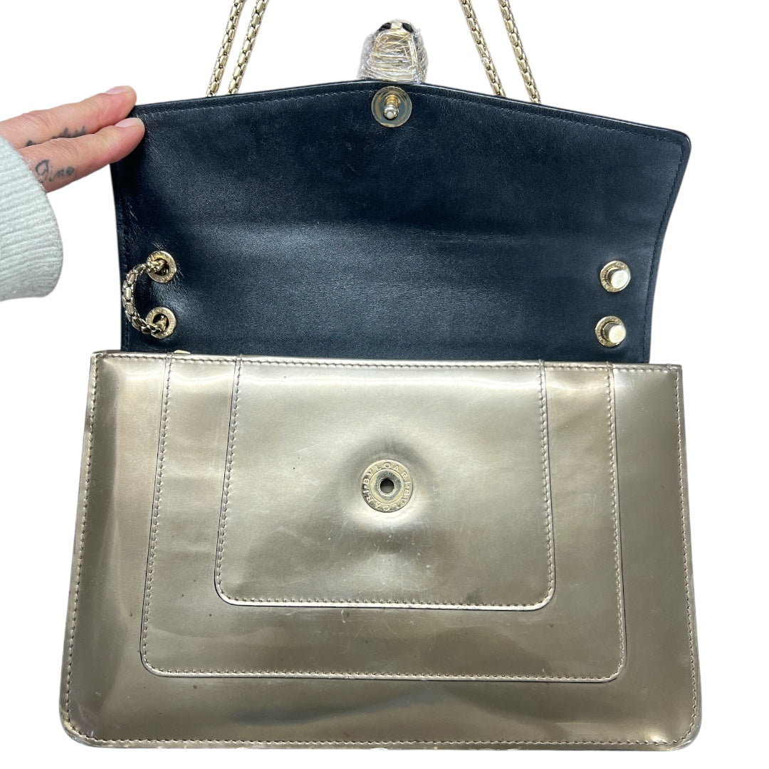 BVLGARI Serpenti Forever Patent Leather Chain Shoulder Bag Silver BV61
