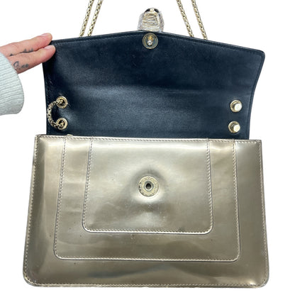 BVLGARI Serpenti Forever Patent Leather Chain Shoulder Bag Silver BV61
