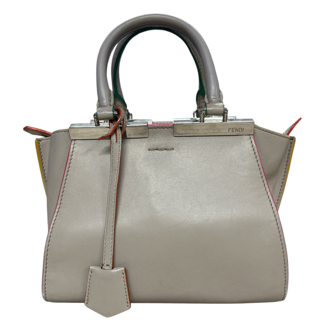 FENDI Petite 2Jours Leather 2-Way Top Handle Shoulder Bag Gray FE362