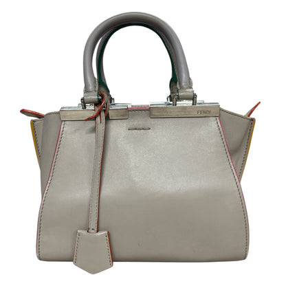 FENDI Petite 2Jours Leather 2-Way Top Handle Shoulder Bag Gray FE362