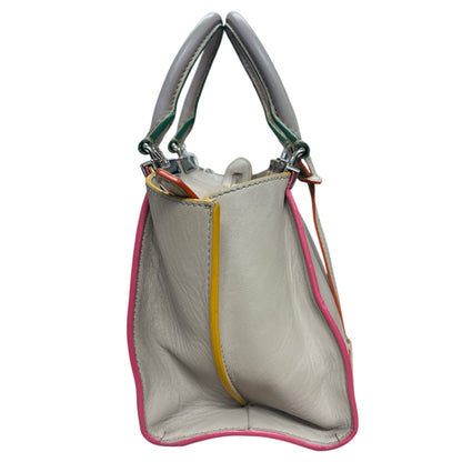 FENDI Petite 2Jours Leather 2-Way Top Handle Shoulder Bag Gray FE362