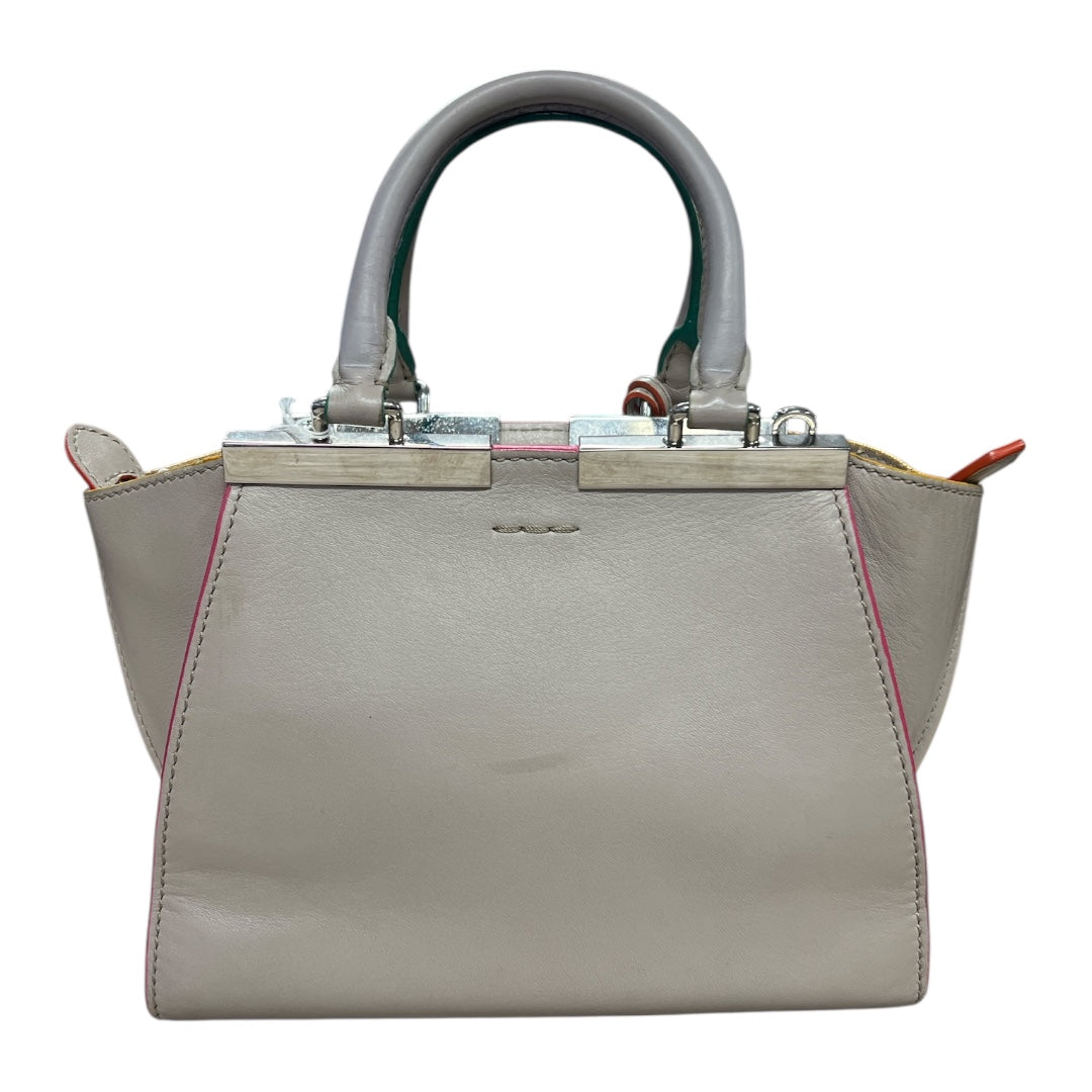 FENDI Petite 2Jours Leather 2-Way Top Handle Shoulder Bag Gray FE362