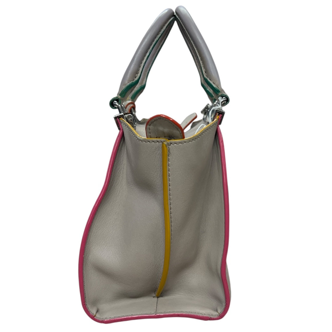 FENDI Petite 2Jours Leather 2-Way Top Handle Shoulder Bag Gray FE362