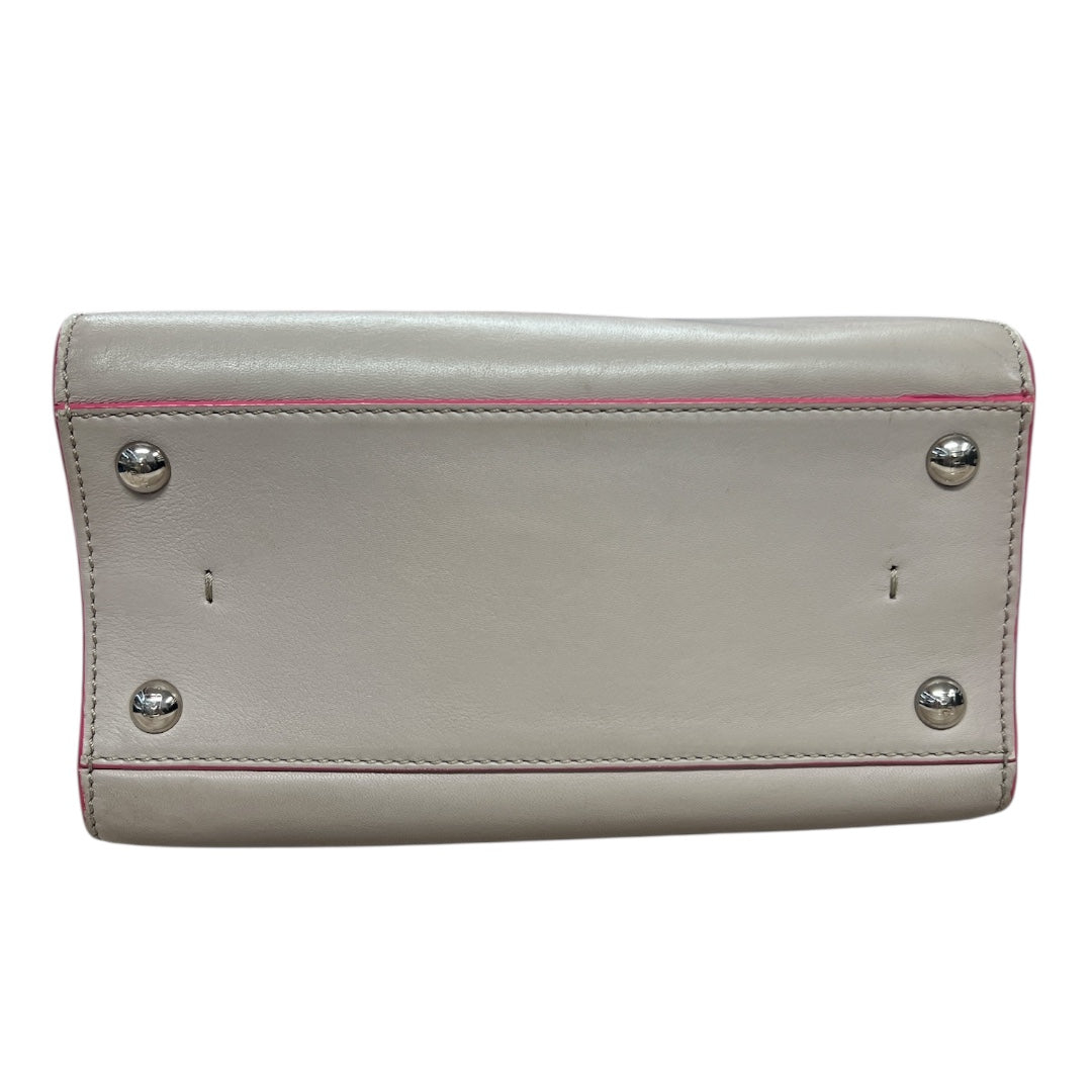 FENDI Petite 2Jours Leather 2-Way Top Handle Shoulder Bag Gray FE362