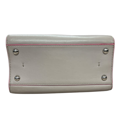 FENDI Petite 2Jours Leather 2-Way Top Handle Shoulder Bag Gray FE362