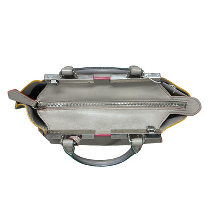 FENDI Petite 2Jours Leather 2-Way Top Handle Shoulder Bag Gray FE362