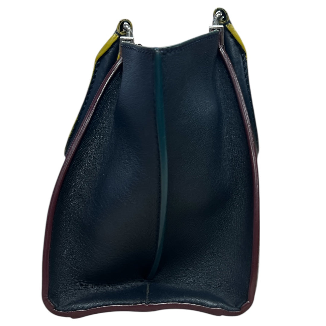 FENDI Petite 2Jours Leather 2-Way Top Handle Shoulder Bag Black FE363