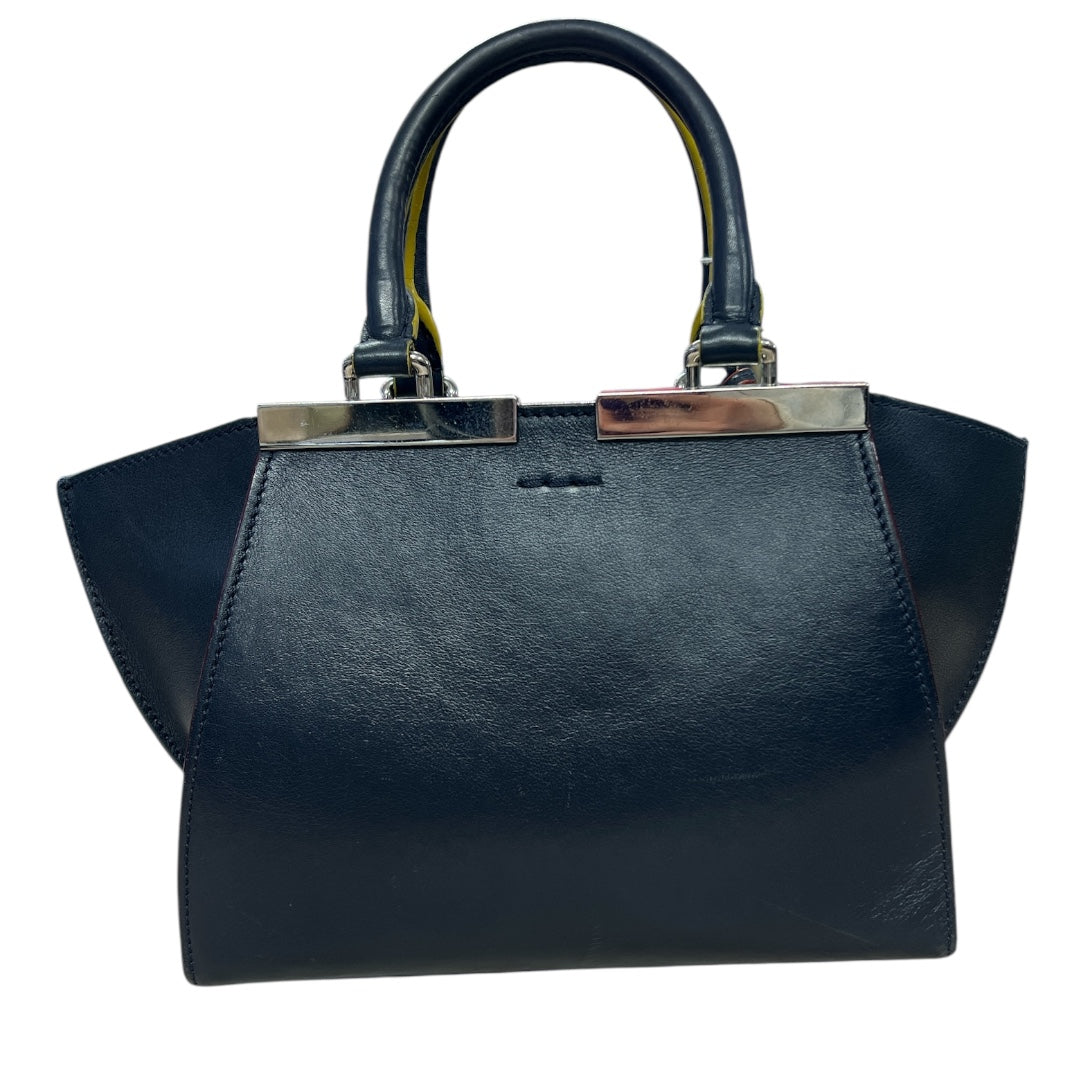 FENDI Petite 2Jours Leather 2-Way Top Handle Shoulder Bag Black FE363