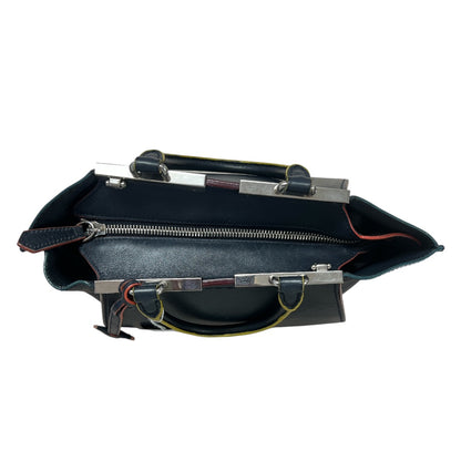 FENDI Petite 2Jours Leather 2-Way Top Handle Shoulder Bag Black FE363