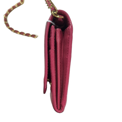 PRADA Saffiano Leather Chain Wallet Shoulder Bag Pink PR176