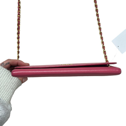 PRADA Saffiano Leather Chain Wallet Shoulder Bag Pink PR176