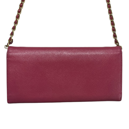 PRADA Saffiano Leather Chain Wallet Shoulder Bag Pink PR176