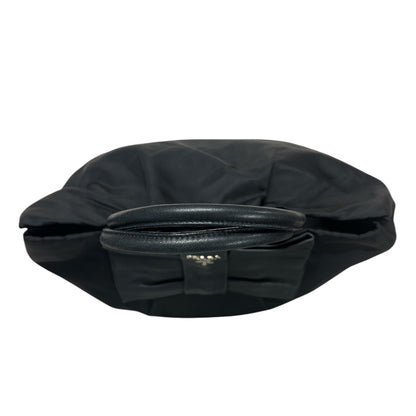 PRADA Nylon Bow Handbag Tote Bag Black PR177