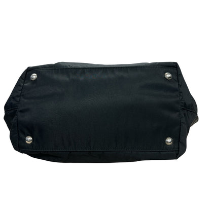 PRADA Nylon Bow Handbag Tote Bag Black PR177