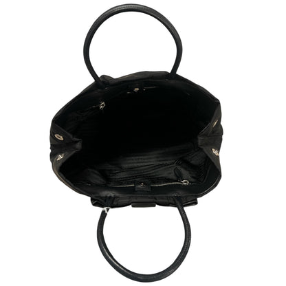 PRADA Nylon Bow Handbag Tote Bag Black PR177