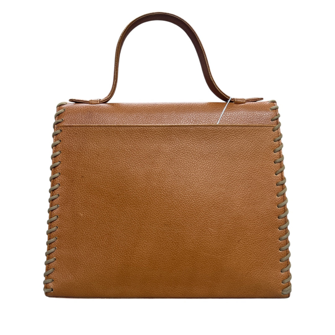 Yves Saint Laurent Leather Handbag Top Handle Bag Brown Yv154