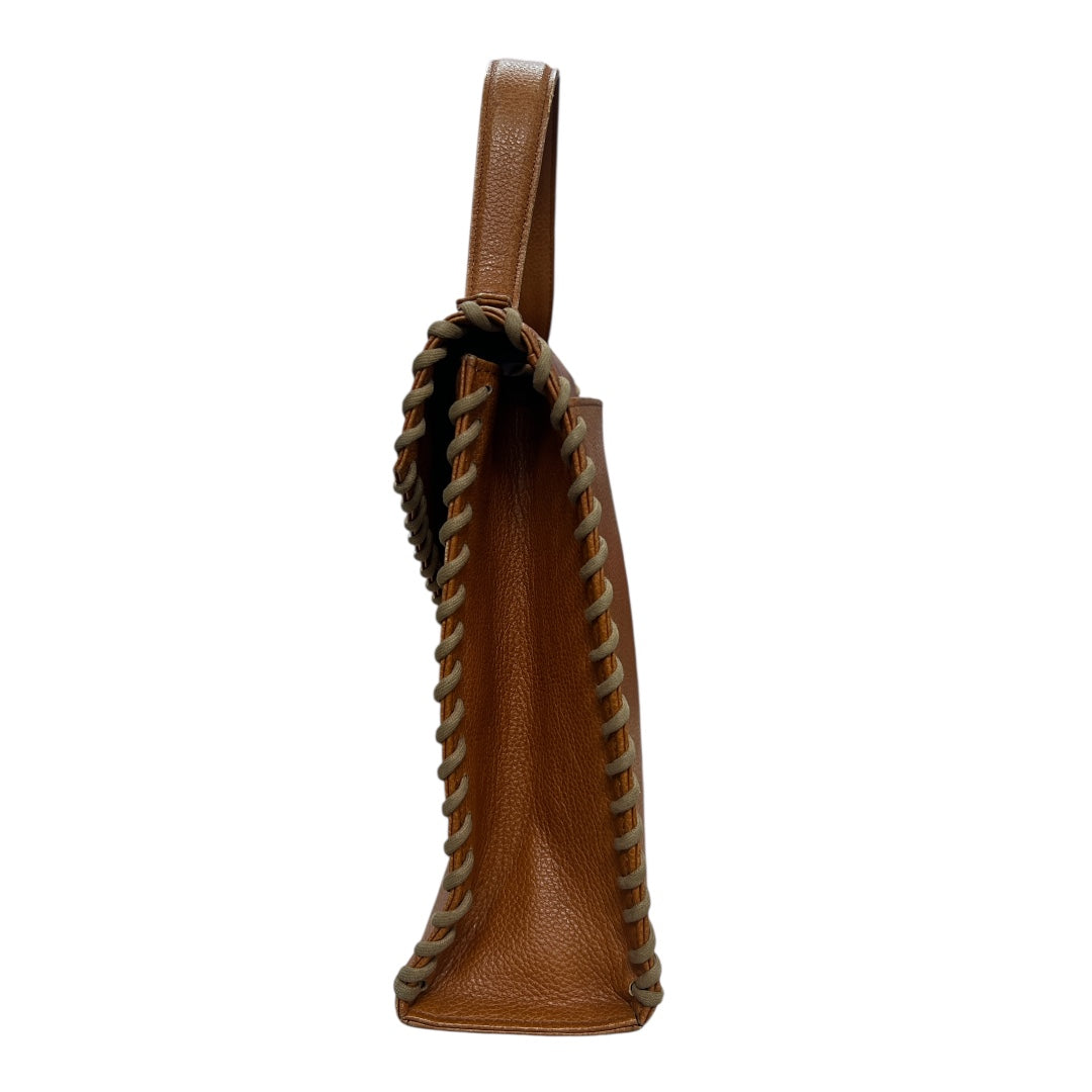 Yves Saint Laurent Leather Handbag Top Handle Bag Brown Yv154