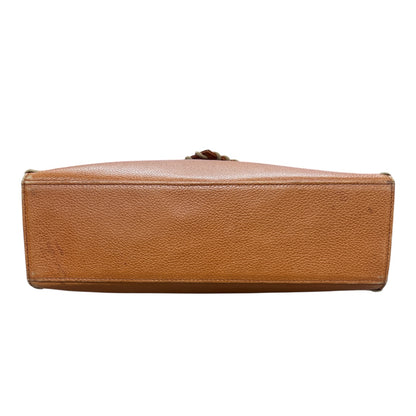 Yves Saint Laurent Leather Handbag Top Handle Bag Brown Yv154