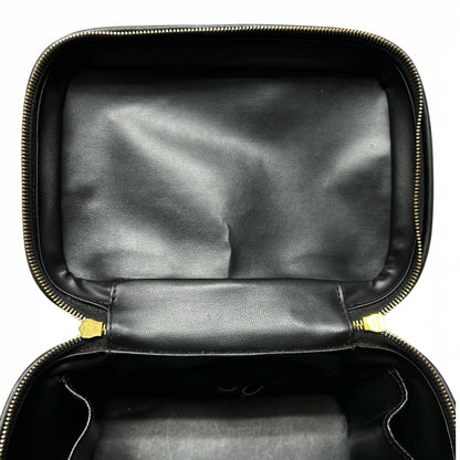 CHANEL Vanity Bag CC Logo Caviar Skin Black Gold Hardware 2WAY CH2115